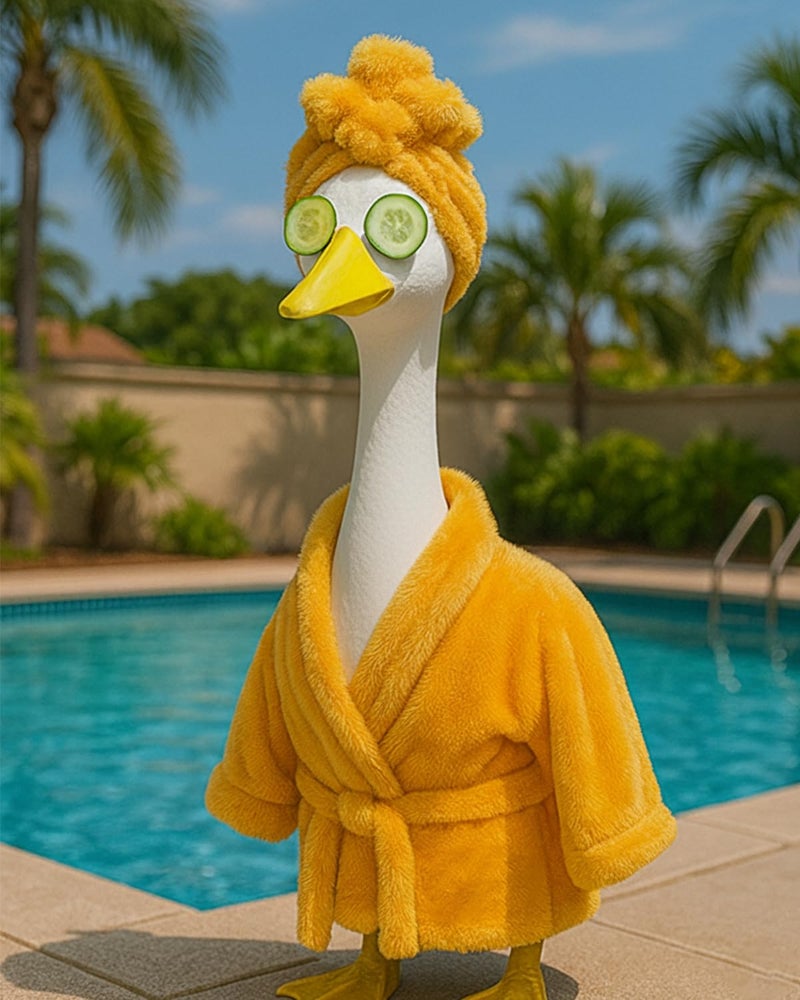 GigaCircle Lady Porch Goose Outfits with Spa-Themed, 23" Lawn Cement Goose Clothes for All Season, Patio Yard Garden Geese Decoration Gift for Mom Grandma - Image 5
