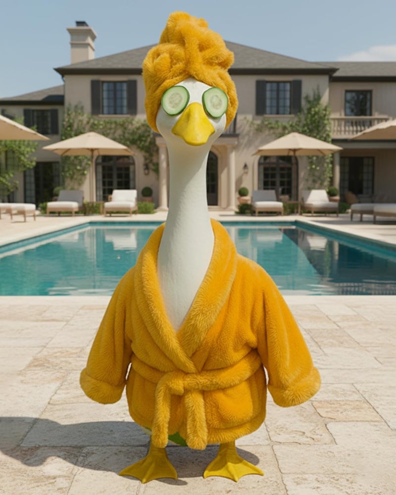 GigaCircle Lady Porch Goose Outfits with Spa-Themed, 23" Lawn Cement Goose Clothes for All Season, Patio Yard Garden Geese Decoration Gift for Mom Grandma - Image 2