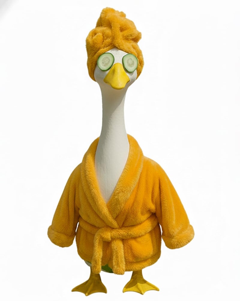 GigaCircle Lady Porch Goose Outfits with Spa-Themed, 23" Lawn Cement Goose Clothes for All Season, Patio Yard Garden Geese Decoration Gift for Mom Grandma - Image 1