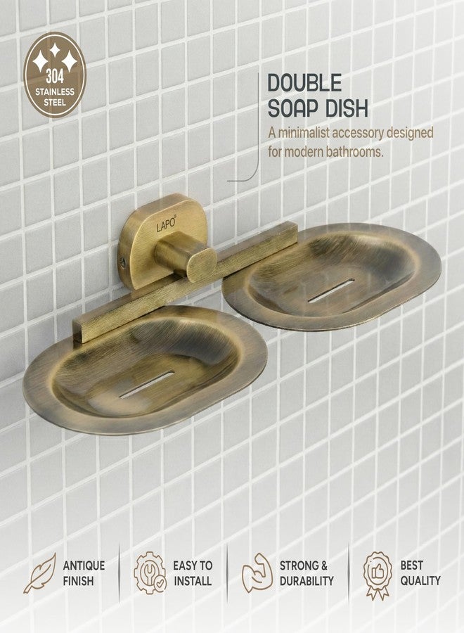LAPO 304 Stainless Steel Soap Dish Holder for Bathroom, Wall Mounted Soap Stand for Wash Basin & Shower Area, Rust Resistant Design, Antique Finish, 25 Years Warranty, Pack of 1 - KIK - Image 3