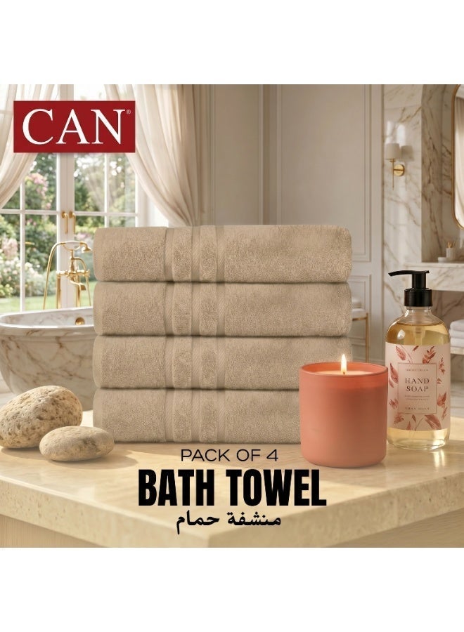 CAN Premium Microfiber Bath Towels Pack Of 4 - Ultra Soft & Absorbent Large Bath Towel 70x140cm (27.5" x 55") - Quick Dry Lightweight Towels for Bathroom, Beach, Spa, Pool, Travel (BEIGE) - Image 1