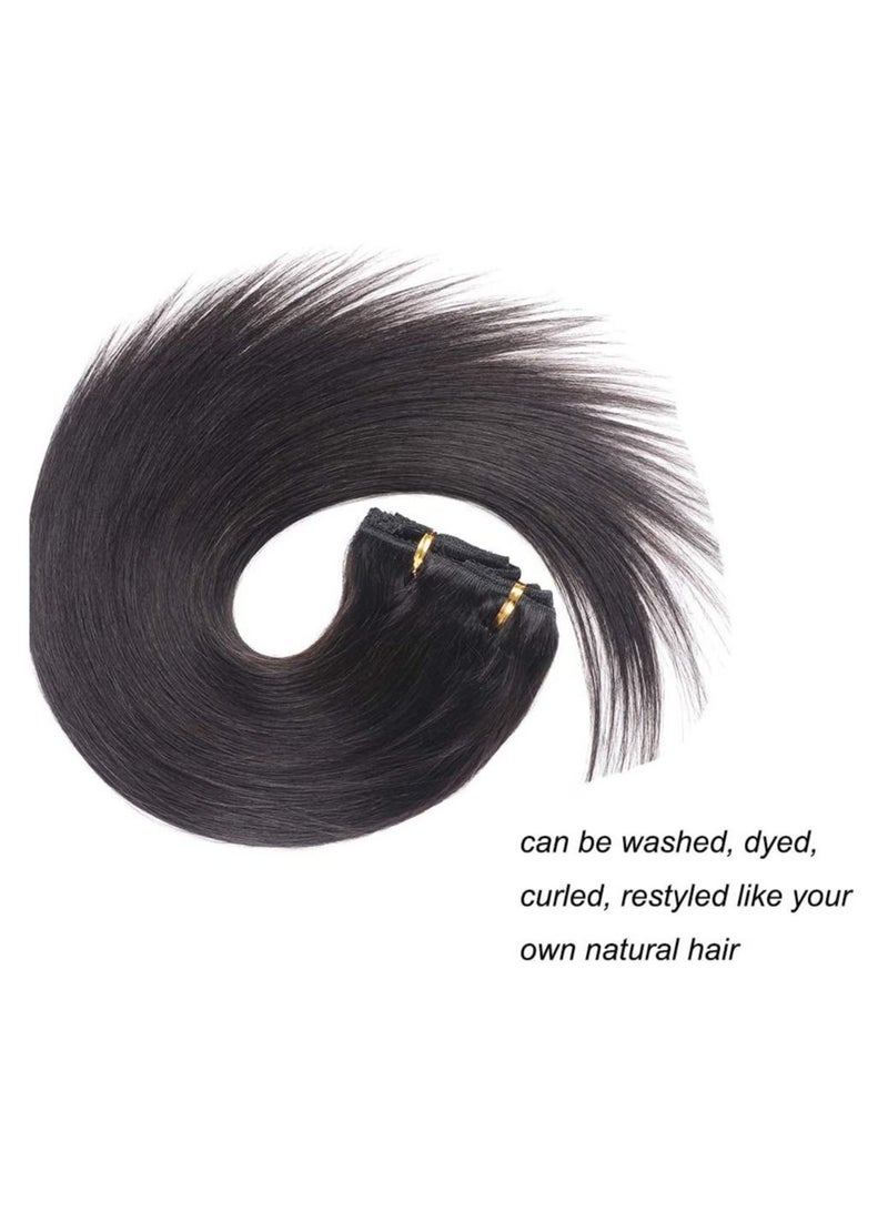 Estelle Clip On Nature Hair Extensions ,Straight Jet Black ,100g 7 Pieces 16 Clips - Image 4