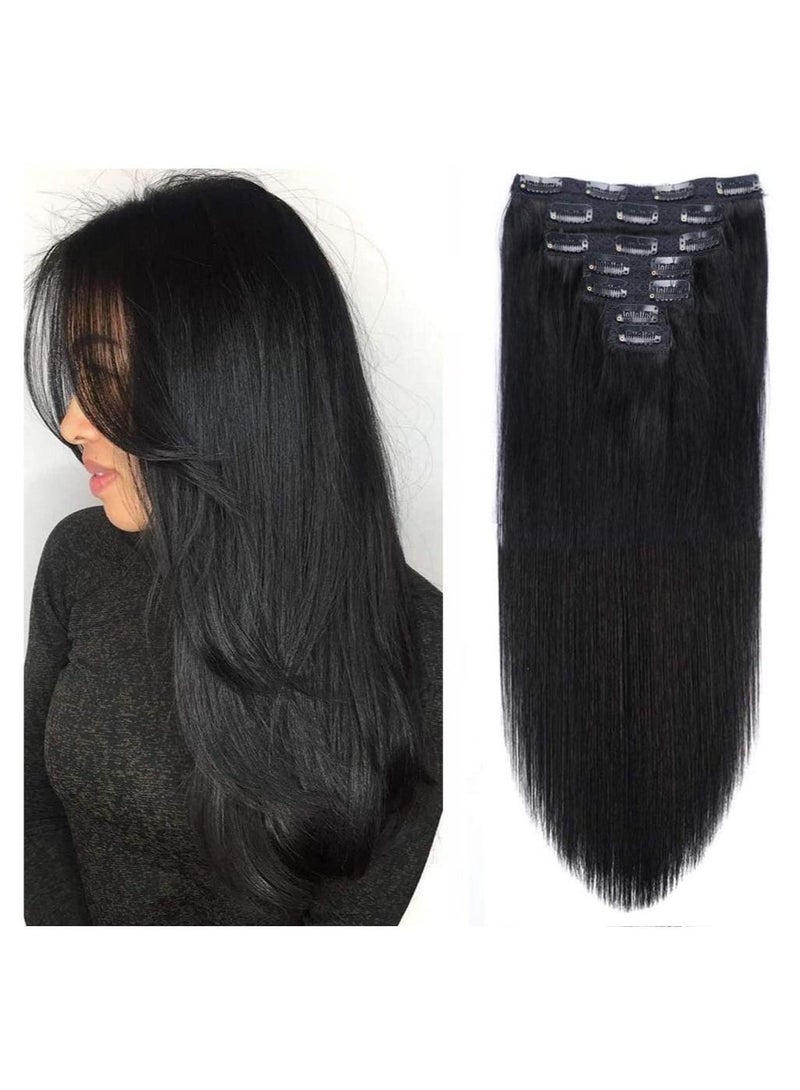 Estelle Clip On Nature Hair Extensions ,Straight Jet Black ,100g 7 Pieces 16 Clips - Image 2