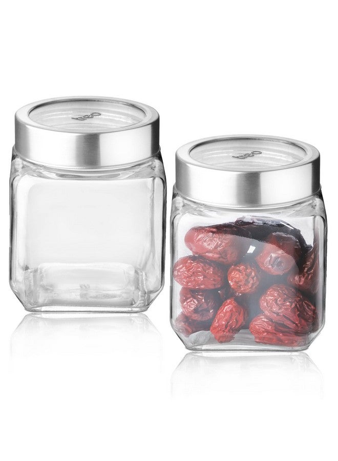 TREO تريو من ميلتون جرة تخزين زجاجية، مجموعة من 2، سعة 580 مل لكل واحدة، شفافة | جرة تخزين | مطبخ مودولار | جرة متعددة الاستخدامات - Image 1