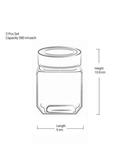 Treo By Milton Cube Storage Glass Jar, Set of 2, 580 ml Each, Transparent | Storage Jar | Modular Kitchen | Multipurpose Jar - pzsku/ZB02344B7A8B5089D21FEZ/45/_/1738306679/8353a05a-dce3-4b68-8264-9bc2b5f60554