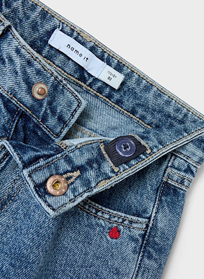 NAME IT Name It Mini Girls Bella Mom Embroided Jeans - Image 2