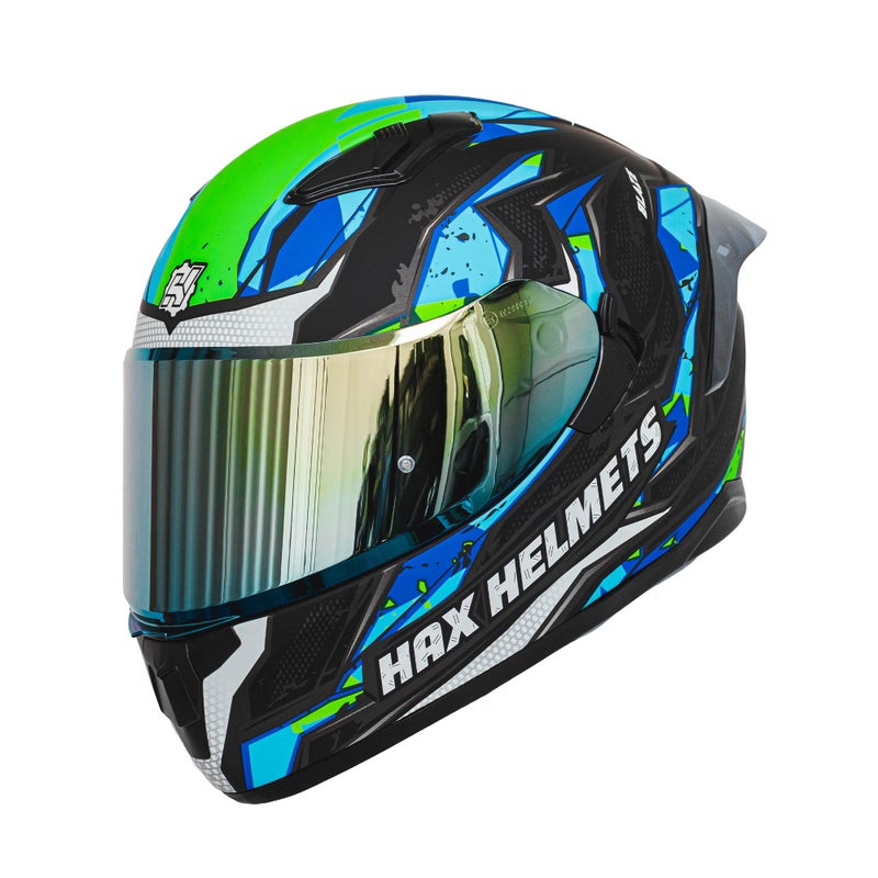 HAX Obsidian Full Face Dual Visor Adult Motorcycle Helmet for Motorbike Street Bike with Pinlock Ready DOT Approved Slayer Turquoise XXL - Image 2