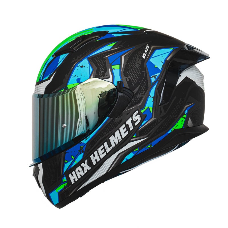 HAX Obsidian Full Face Dual Visor Adult Motorcycle Helmet for Motorbike Street Bike with Pinlock Ready DOT Approved Slayer Turquoise XXL - Image 1