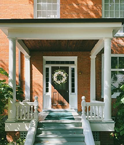 Destment Winter Wreath for Front Door - Artificial Rose Spring Farmhouse Decoration (White) - Image 4