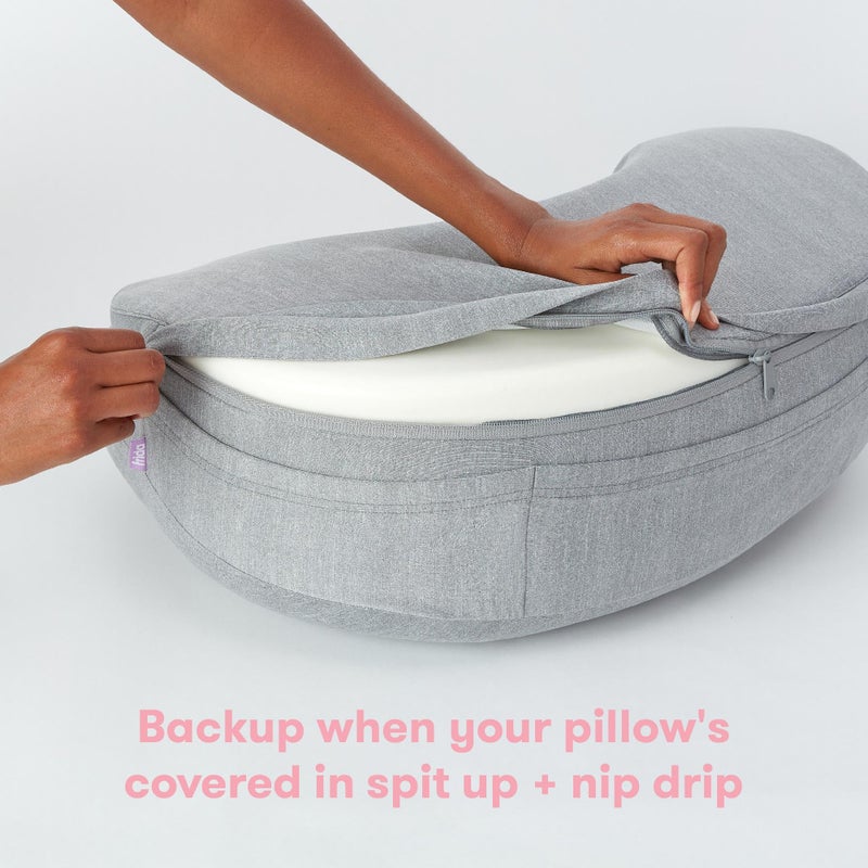 Frida Mom Nursing Pillow Cover, Easy-to-Clean Replacement Cover, Soft Fabric, Machine Washable, Gray - Image 2