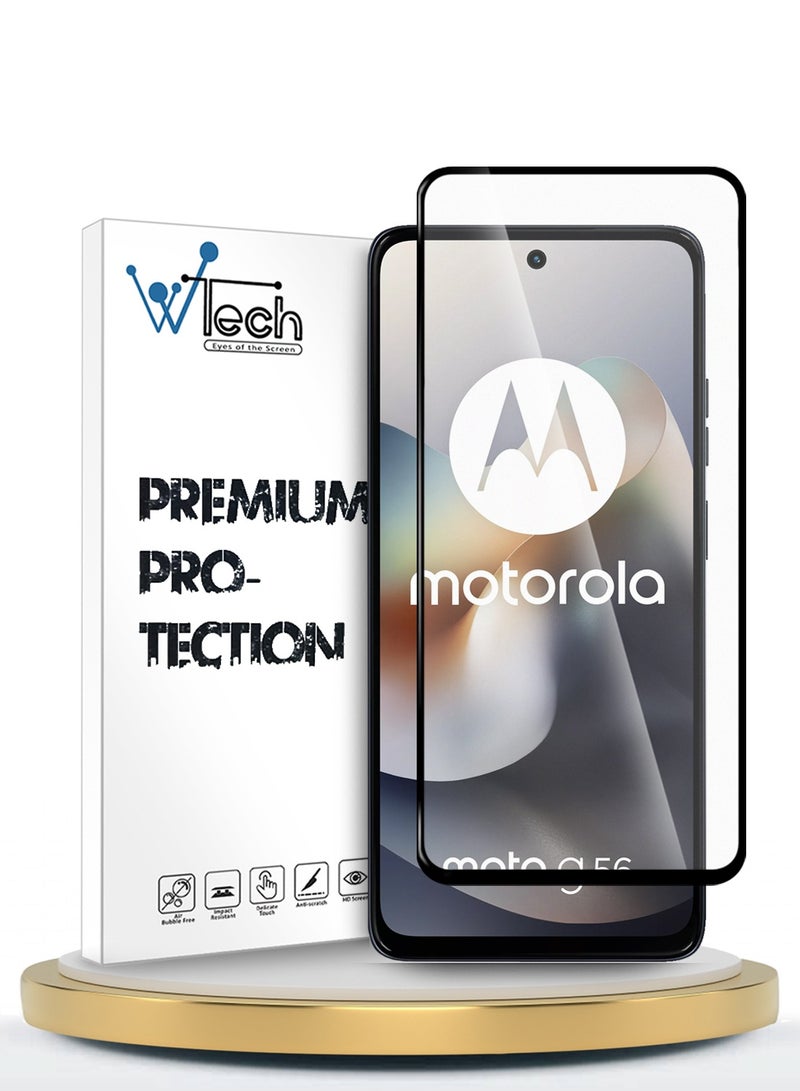 دبليو تيك حامية شاشة كاملة الغراء ومحكمة مع زجاج مقسى لجهاز موتورولا موتو G56 5G 2025 سلسلة Premium E2E (MSGECN) - شفاف/أسود - Image 1