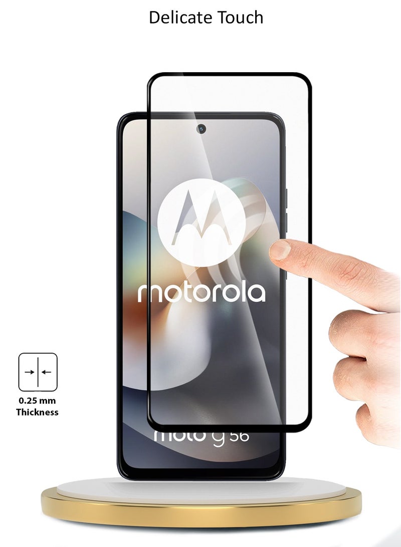 دبليو تيك حامية شاشة كاملة الغراء ومحكمة مع زجاج مقسى لجهاز موتورولا موتو G56 5G 2025 سلسلة Premium E2E (MSGECN) - شفاف/أسود - Image 4