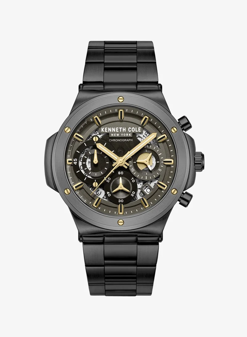 Kenneth Cole New York 45.5mm Chronograph Men's Watch with Black Stainless Steel Bracelet
