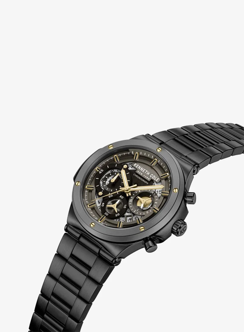 Kenneth Cole New York 45.5mm Chronograph Men's Watch with Black Stainless Steel Bracelet