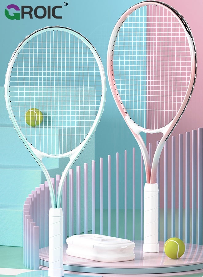 GROIC مجموعة مضارب تنس 27" - 2 مضرب تنس، 1 كرة مع حبل، 1 قاعدة مدرب و1 حقيبة تنس، مدرب تنس، معدات تدريب تنس، مجموعة تدريب مثالية للاعبين المبتدئين/المتوسطين - Image 2