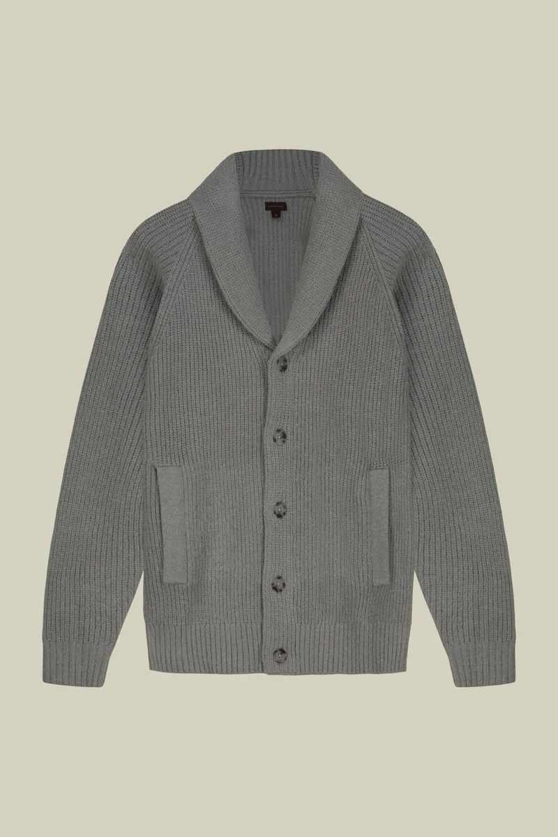 Men's regular fit English knit cardigan - LT Grey