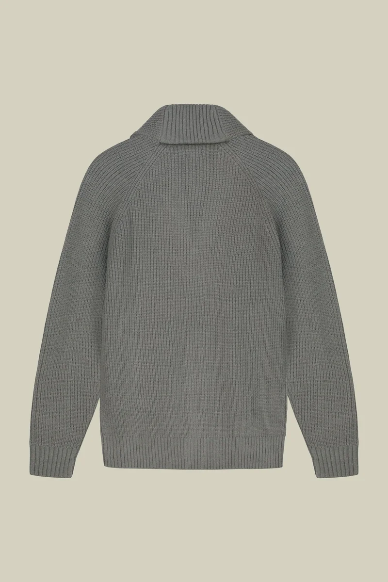 دوبل غانغر Men's regular fit English knit cardigan - LT Grey