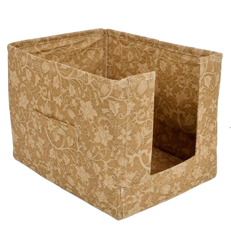 Kuber Industries Metallic Print 2 Pieces Non Woven Shirt StackerShirt Organizer Wardrobe Organizer Beige RedKUBMART1658 - Image 2