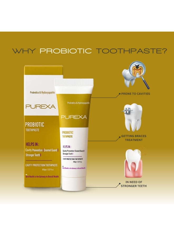 PUREXA Probiotic Toothpaste 100g | 2 Bamboo Brushes | Activated Charcoal & Baking Soda | Fresh Mint | Adults & Teens - Image 4