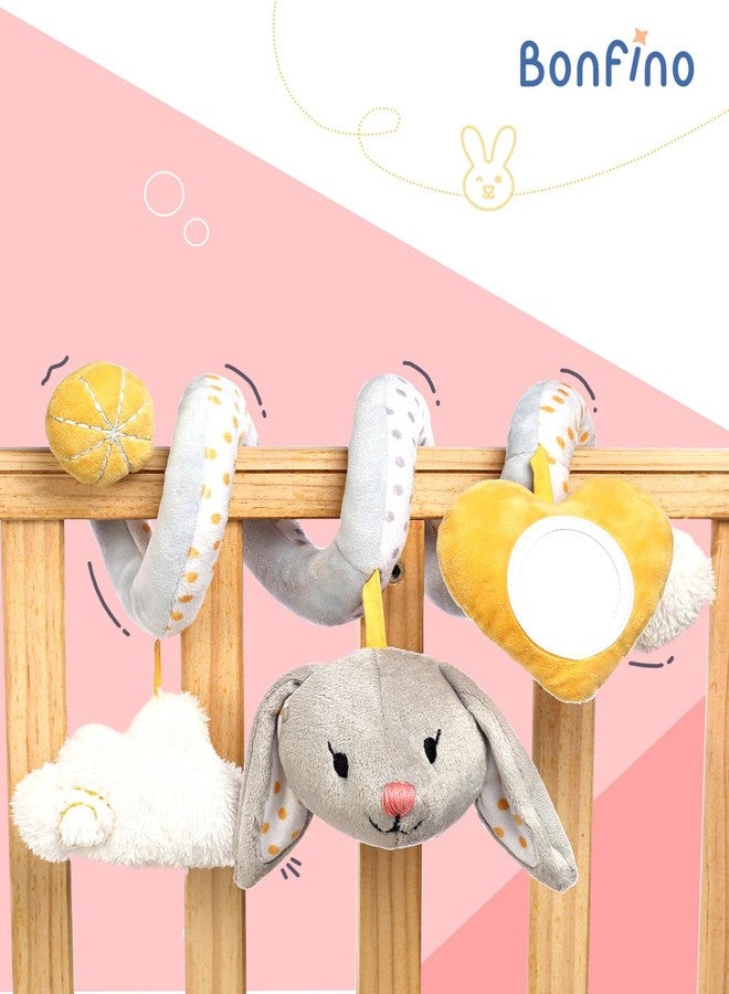 Bonfino Premium Spiral Bunny Activity Toy| Crib Hanging Rattles Toys| Baby Bed Decoration with Vibrant Colors | Rattle Activity Toy for Newborn | Soft Rattle Toy for 0-12 Months Babies (Grey) - Image 2