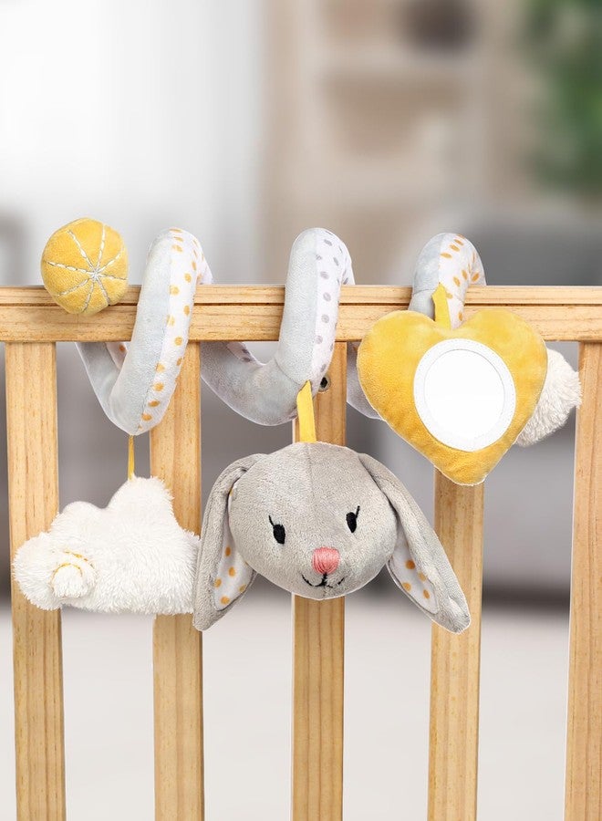 Bonfino Premium Spiral Bunny Activity Toy| Crib Hanging Rattles Toys| Baby Bed Decoration with Vibrant Colors | Rattle Activity Toy for Newborn | Soft Rattle Toy for 0-12 Months Babies (Grey) - Image 1