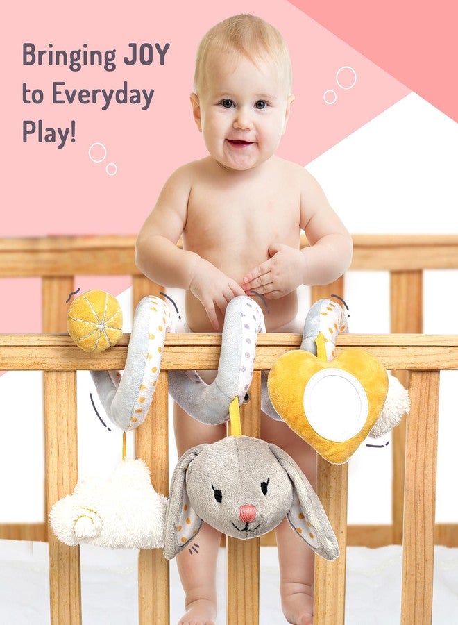 Bonfino Premium Spiral Bunny Activity Toy| Crib Hanging Rattles Toys| Baby Bed Decoration with Vibrant Colors | Rattle Activity Toy for Newborn | Soft Rattle Toy for 0-12 Months Babies (Grey) - Image 3