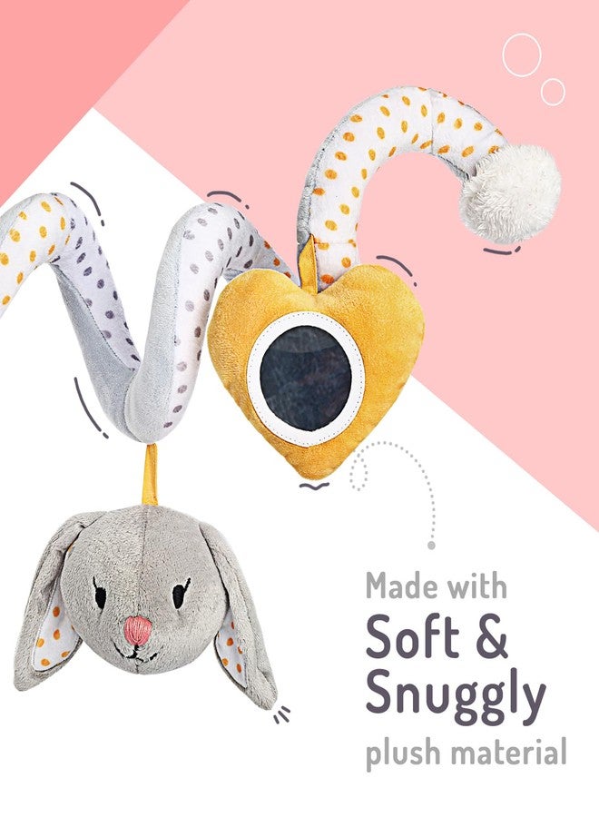 Bonfino Premium Spiral Bunny Activity Toy| Crib Hanging Rattles Toys| Baby Bed Decoration with Vibrant Colors | Rattle Activity Toy for Newborn | Soft Rattle Toy for 0-12 Months Babies (Grey) - Image 4