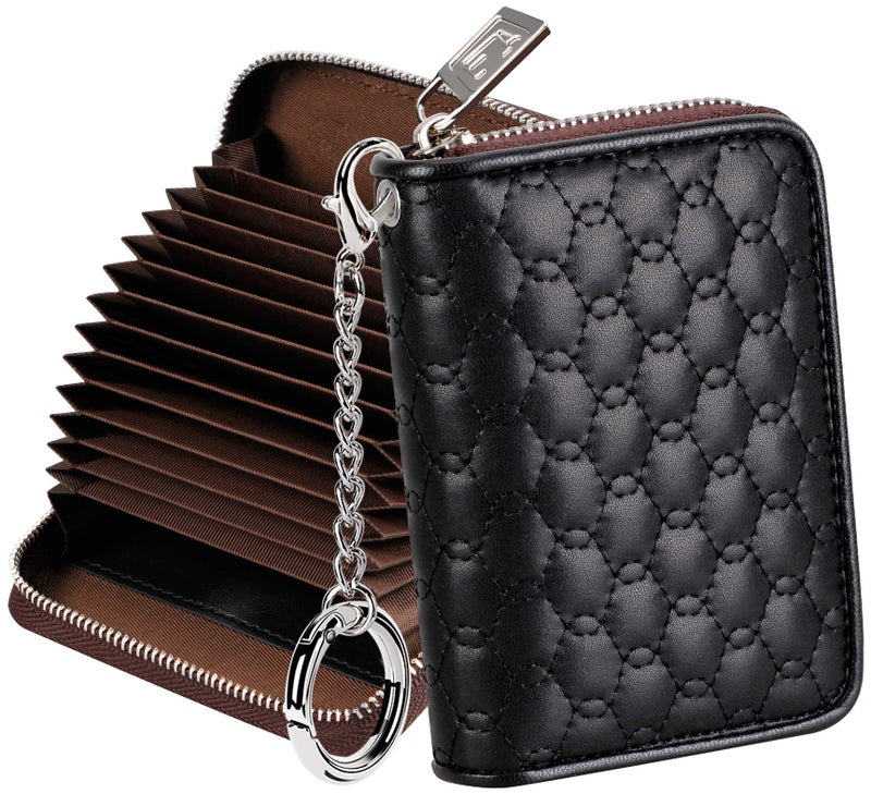 FurArt Credit Card Wallet, Zipper Card Cases Holder for Men Women, RFID Blocking, KeyChain Wallet, Compact Size - Image 1