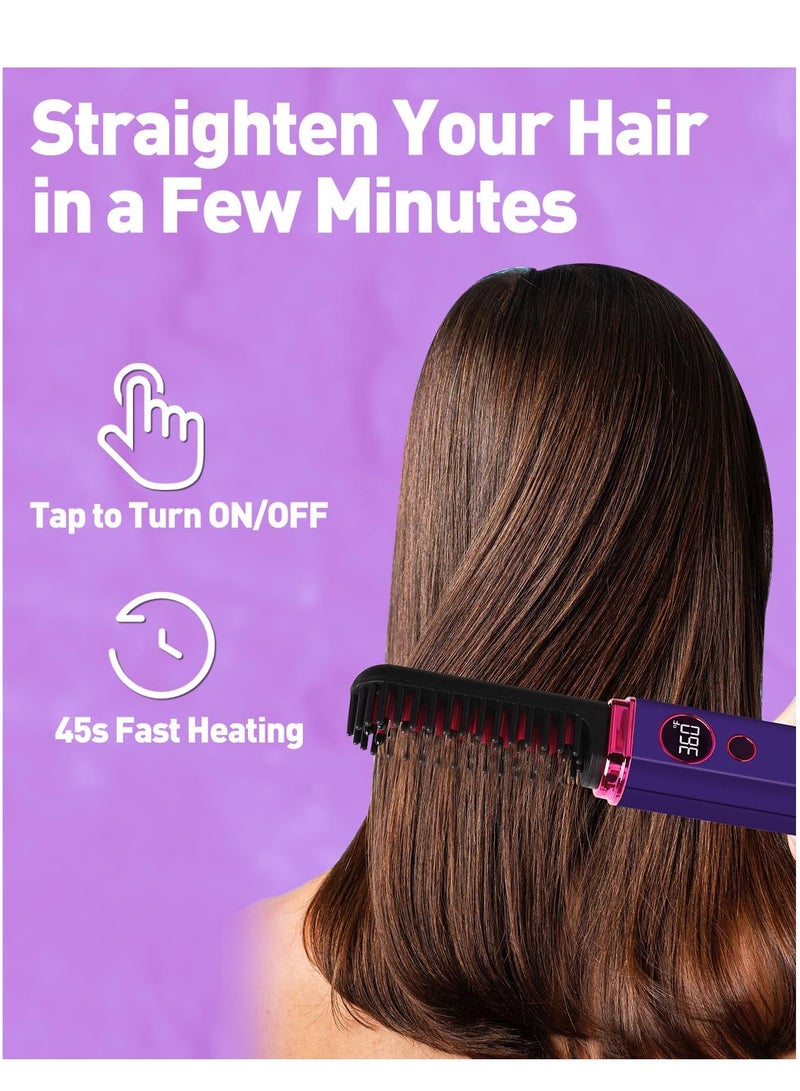 SYOSI فرشاة فرد الشعر المحمولة بدون سلك، فرشاة شعر ساخنة بأيونات سلبية، فرشاة لحية ساخنة مضادة للحروق، مشط حراري سيراميكي، إيقاف تلقائي، شحنة واحدة ل3-4 استخدامات، 3 درجات حرارة للتسخين - Image 4