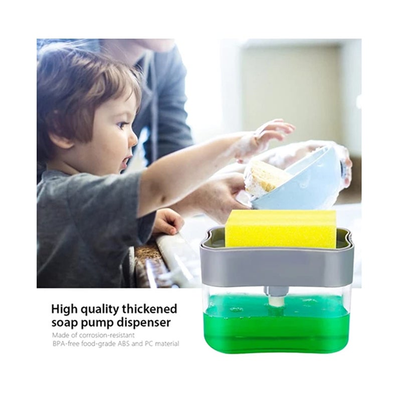 Sulfar Liquid Soap Dispenser on Countertop with Sponge Holder for Pet - Image 2