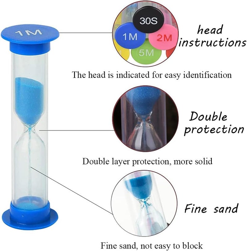 MATSON Sand Timer for KidPlastic Hourglass Sand Glass Toy Sand Clock 30sec 1min 2mins 3mins 5mins 10mins for Kitchen Office School and Brushing Teeth 6 PCS - Image 3