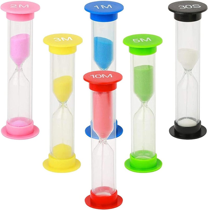 MATSON Sand Timer for KidPlastic Hourglass Sand Glass Toy Sand Clock 30sec 1min 2mins 3mins 5mins 10mins for Kitchen Office School and Brushing Teeth 6 PCS - Image 1