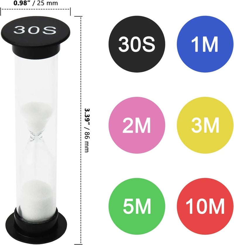 MATSON Sand Timer for KidPlastic Hourglass Sand Glass Toy Sand Clock 30sec 1min 2mins 3mins 5mins 10mins for Kitchen Office School and Brushing Teeth 6 PCS - Image 2