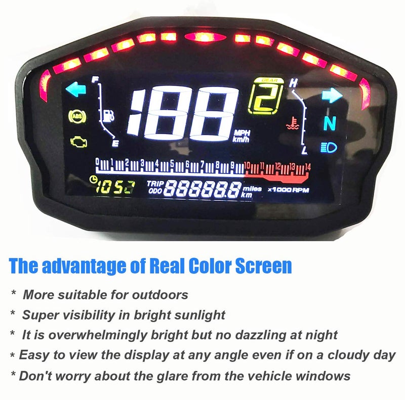 SAMDO Universal Motorcycle Speedometer Odometer Tachometer 14000 RPM 199 Kph Mph Motorcycles Refit Water Temperature Gauge VA Realcolor - Image 2