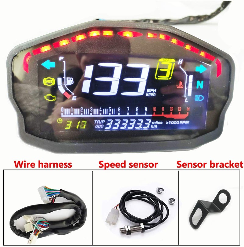 SAMDO Universal Motorcycle Speedometer Odometer Tachometer 14000 RPM 199 Kph Mph Motorcycles Refit Water Temperature Gauge VA Realcolor - Image 3
