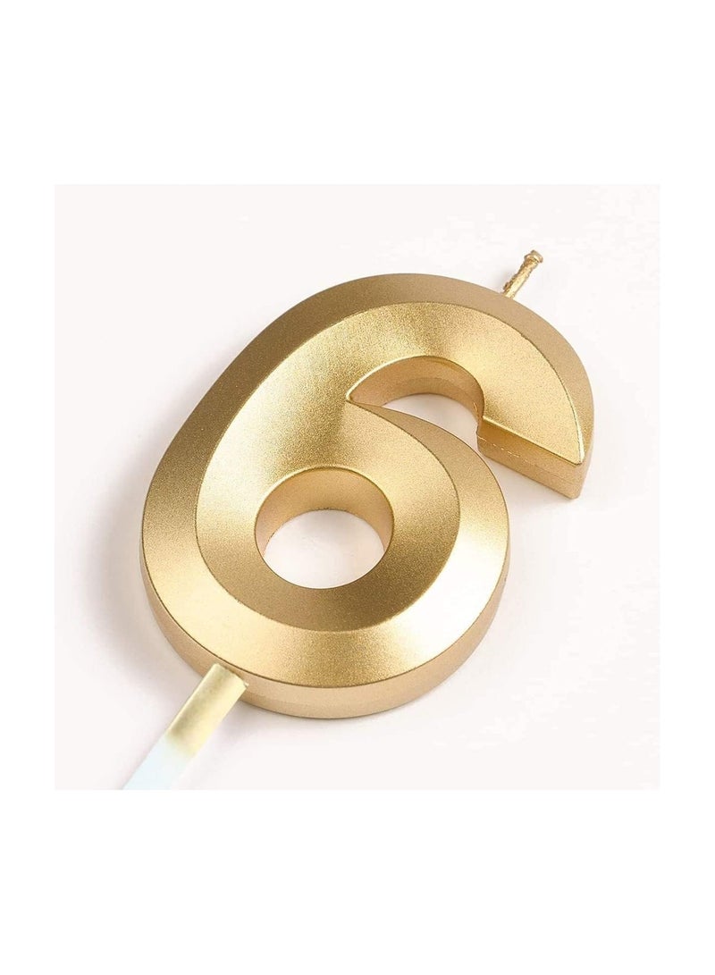 GOLDEDGE 3D Shape Birthday Cake Candles Gold Glitter Birthday Candles Decorative Decoration for Birthday Anniversary Wedding Party Graduation Party (6) - Image 3