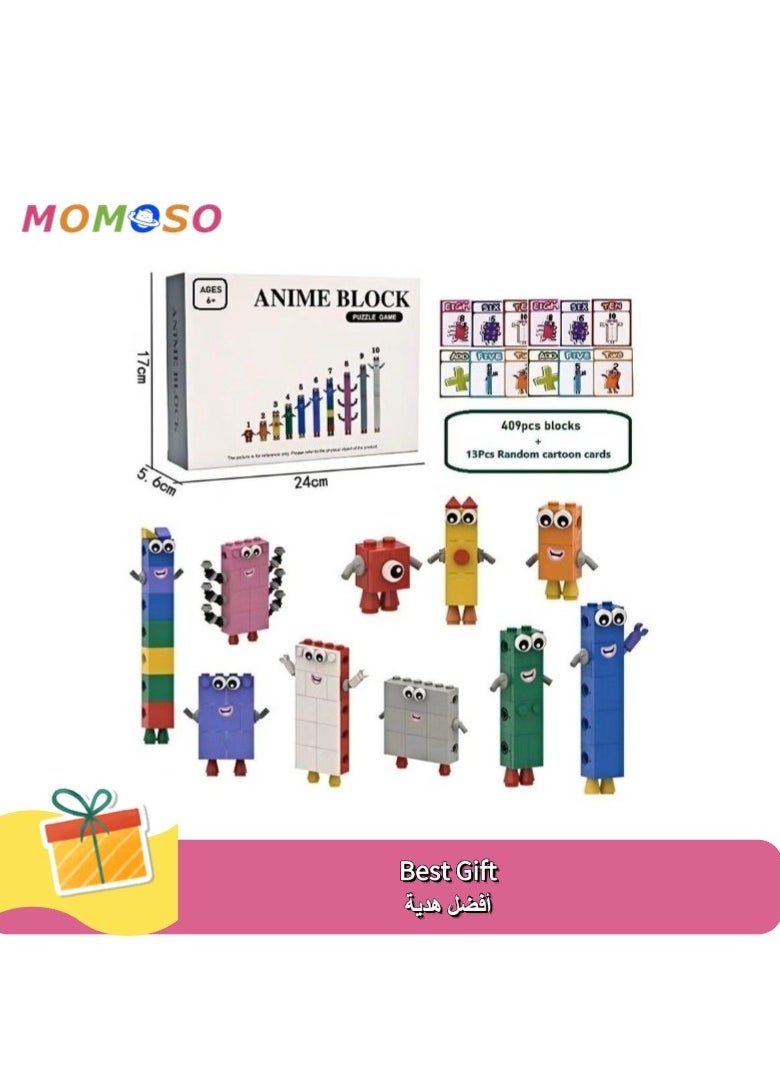 MOMOSO 409Pcs Numberblocks Building Blocks And 13Pcs Random Cards Best Gift STEM Educational Toys Creative Math Learning Gift For Boys And Girls Ages 6+  - Image 1