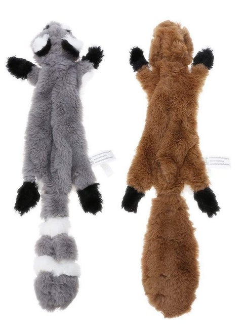 Stuffingless Dog Toy Squirrel Squeaky Plush Chew for Small Medium Dogs 2 Pack 45cm