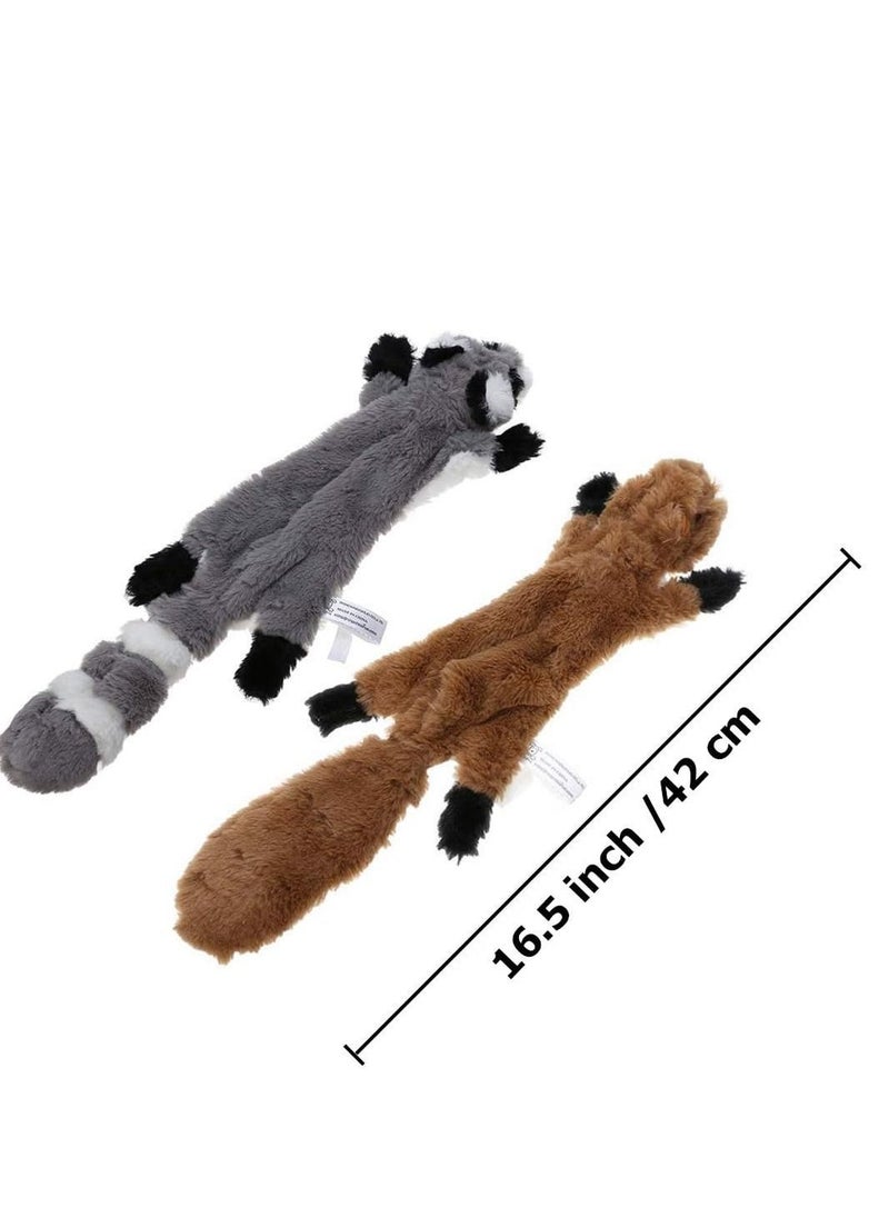 SYOSI - Stuffingless Dog Toy Squirrel Squeaky Plush Chew for Small Medium Dogs 2 Pack 45cm - Image 1