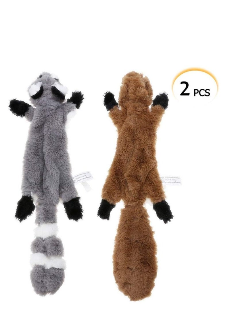 SYOSI - Stuffingless Dog Toy Squirrel Squeaky Plush Chew for Small Medium Dogs 2 Pack 45cm - Image 1