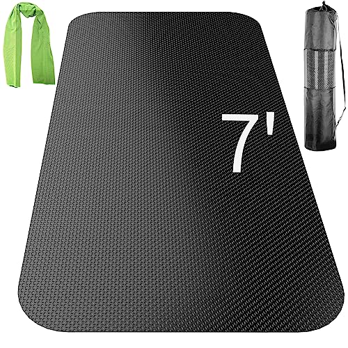 TONINT Large Exercise Mat, Equipment Mat,Treadmill Bike Workout Mats for Home Gym Flooring Rubber Mat Fitness Yoga Cardio Weightlifting, Jump Rope, Non-slipping, 2.65-Feet x 7-Feet - Image 1