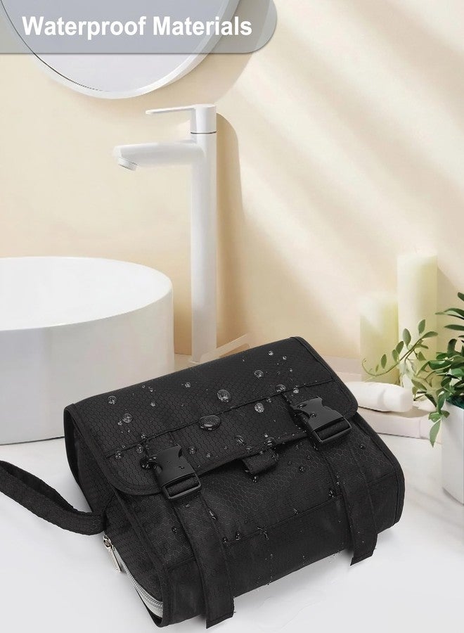 Relavel Small Hanging Toiletry Bag for Men and Women, Portable Hanging Organizer for Travel-Sized Shower Dopp Kit, Makeup Accessories, Waterproof Toiletries Organizer with 3 Compartments for Outdoor - Black - Image 5