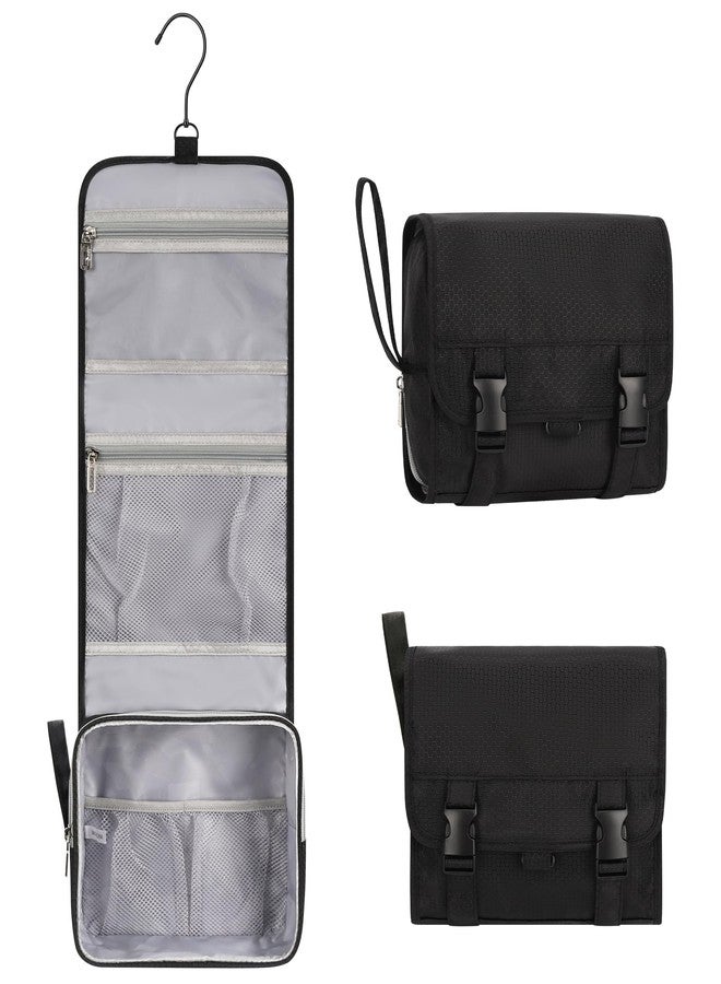Relavel Small Hanging Toiletry Bag for Men and Women, Portable Hanging Organizer for Travel-Sized Shower Dopp Kit, Makeup Accessories, Waterproof Toiletries Organizer with 3 Compartments for Outdoor - Black - Image 1