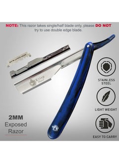 Professional Classic Straight Edge Barber Razor 2Mm Exposed Blade For Close Shaving - Salon Quality Manual Men'S Beard Cut Throat Shavette With 10 Shaving Blades - pzsku/ZB02403353CD63ECDB36EZ/45/_/1730894789/89d516dc-62d3-4503-a04d-0a6268cbb2a7