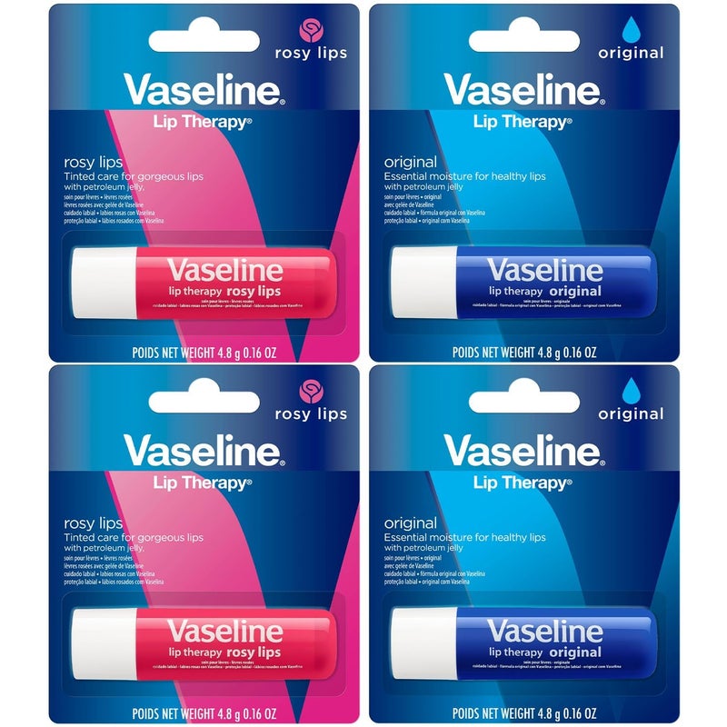 Vaseline بلسم شفاه فازلين - عصا هلام بترولي فازلين - بلسم شفاه فازلين 4.8 جرام لكل 2 وردي 2 أصلي - Image 1