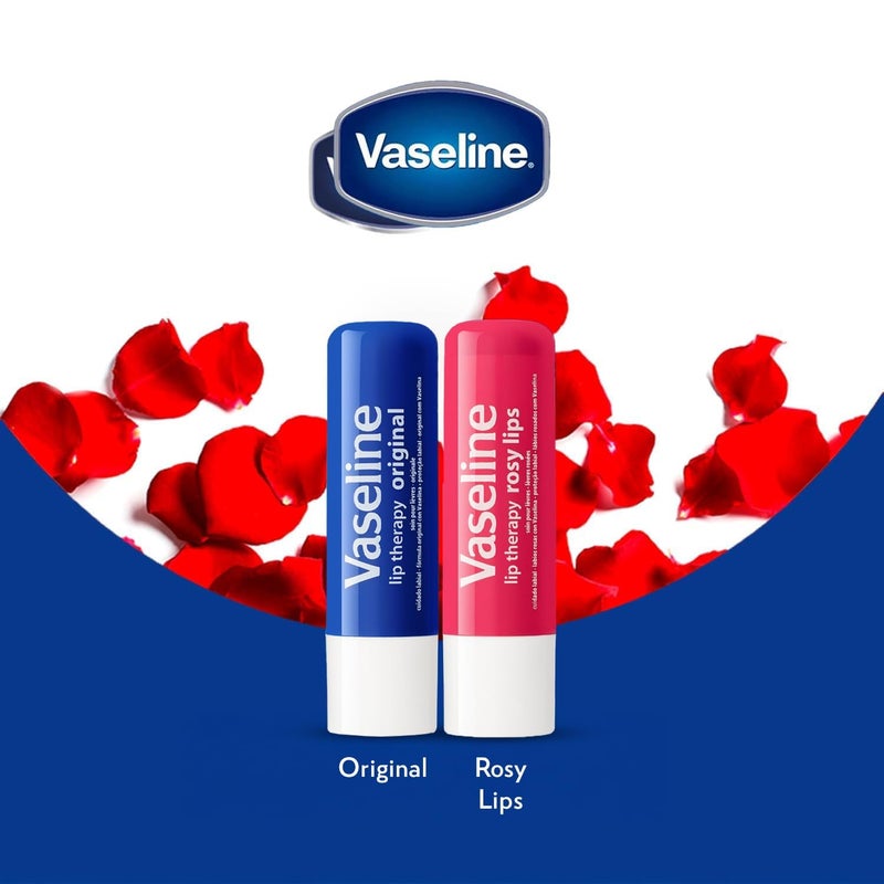 Vaseline بلسم شفاه فازلين - عصا هلام بترولي فازلين - بلسم شفاه فازلين 4.8 جرام لكل 2 وردي 2 أصلي - Image 4