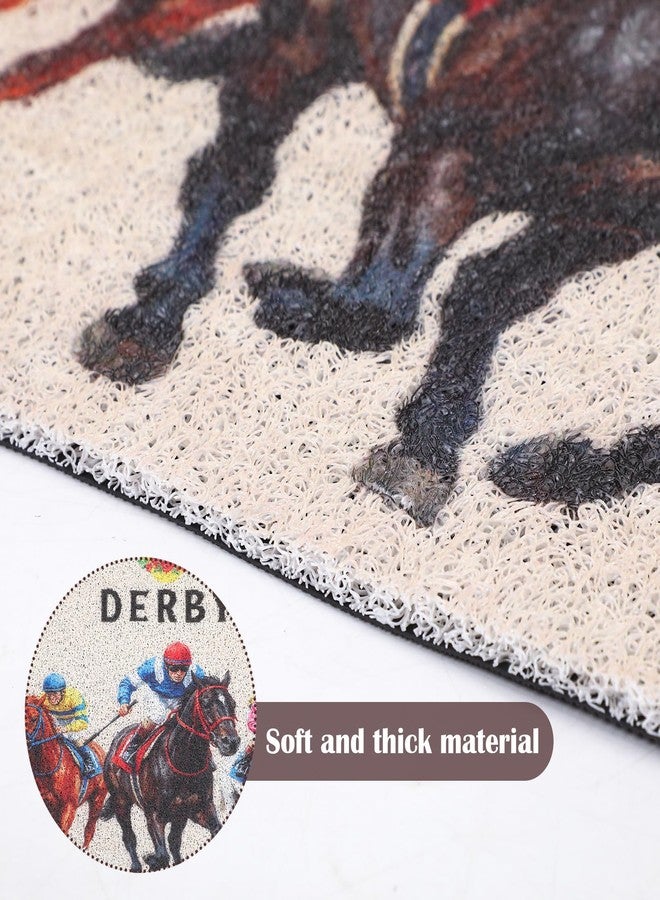 Dunzy 2 Pcs Derby Doormats Horse Race Layered Front Door Mats Non Slip Floor Coir Rugs Black and White Layered Checkered Doormats for Porch Entryway Indoor Outdoor Home Decor - Image 3