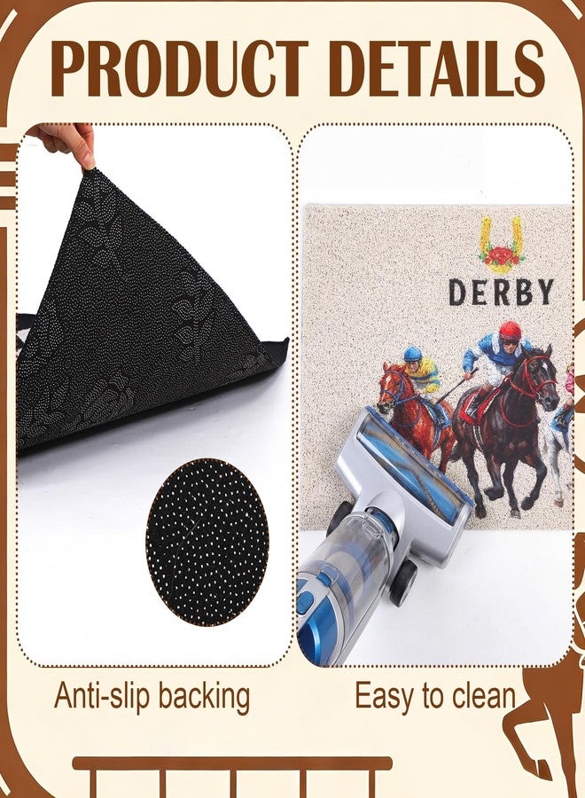 Dunzy 2 Pcs Derby Doormats Horse Race Layered Front Door Mats Non Slip Floor Coir Rugs Black and White Layered Checkered Doormats for Porch Entryway Indoor Outdoor Home Decor - Image 4