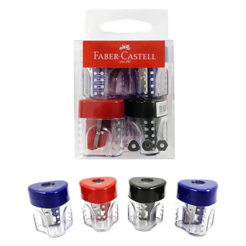 Faber Castell Grip 1 Hole Mini Pencil Sharpener Multi-Color- 4pcs