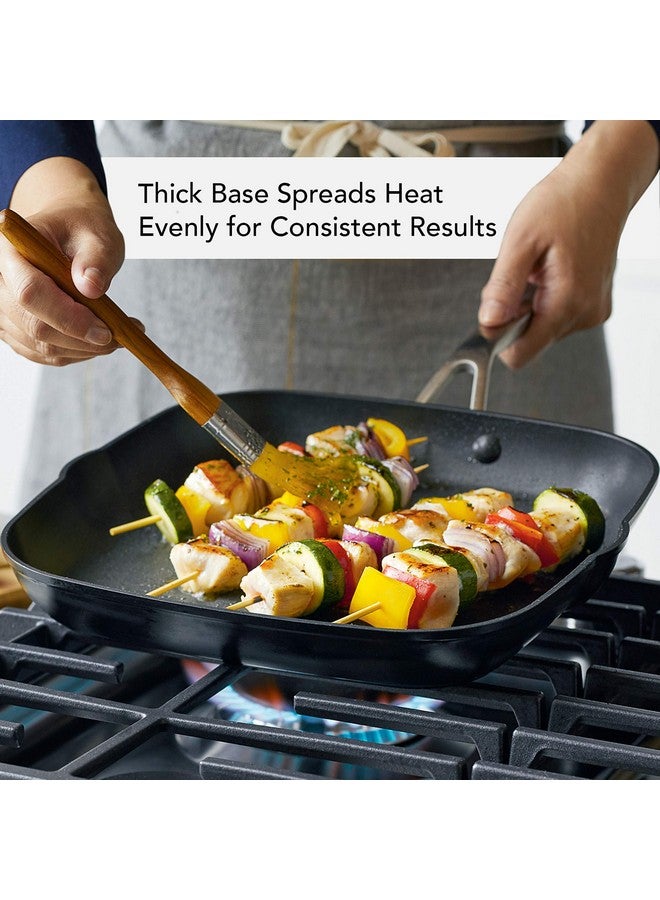 KitchenAid Hard Anodized Induction Nonstick Square Grill Pan/Griddle with Pouring Spouts, 11.25 Inch, Matte Black - Image 3
